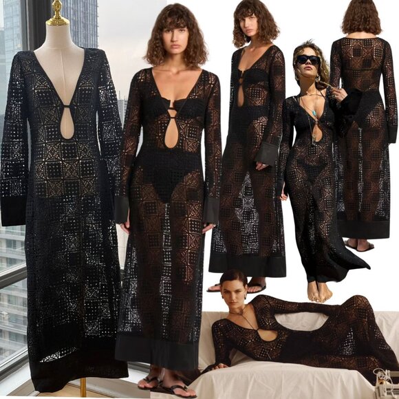 SIR the label Dresses & Skirts - 🆕 SIR THE LABEL 🧿 NWOT Rayure Long Sleeve Crochet Maxi Dress, Sz 1 US 4